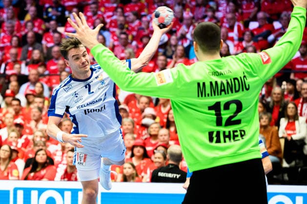 Herning Handball EM 2026 Match 3rd place Iceland Croatia Iceland Odinn Rikhardsson, Torhueter Matej Mandic Croatia Herning Jyske Bank Boxen Denmark