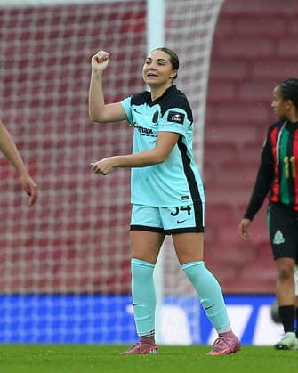 London, England, February 01 2026: Khyah Harper (34 Gotham FC) celebrates after opening the scoring during the FIFA Womens Champions Cup 2026 3rd Place Play-off game between ASFAR and Gotham FC at Emirates Stadium in London, England. (Photo by Jay Patel Sports Press Photo SPP) Copyright: xJayxPatel SportsxPressxPhoto SPPx Sportspressphoto_SPR87615