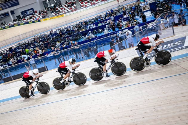VOGEL Alex, TAPPEINER Pascal, POOT Mats, BOGLI Noah UEC Track Cycling European Championships Konya 2026 VOGEL Alex TAPPEINER Pascal POOT Mats BOGLI Noah SUI Switzerland Landscape horizontal Landscape Event Event UEC Track Cycling European Championships 2026 Category Category Cycling Track Cycling European Championships Location Location Asia Turkey Konya Discipline Team Pursuit Category Elite Men Distance 4000 m Date Date 01 02 2026 Sunday Day 1