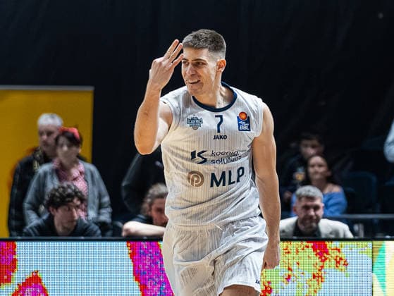 Dusan Neskovic MLP Academics Heidelberg, 07 cheers and is happy Basketball Loewen Braunschweig vs MLP Academics Heidelberg, Basketball, easyCredit Basketball Bundesliga, Matchday 18, Season 2025 2026, 01 02 2026 Basketball Loewen Braunschweig vs MLP Academics Heidelberg, Basketball, easyCredit Basketball Bundesliga, Matchday 18, Season 2025 2026, 01 02 2026 Braunschweig Copyright: xEibner-Pressefoto DamianxKruczynx EP_DKI