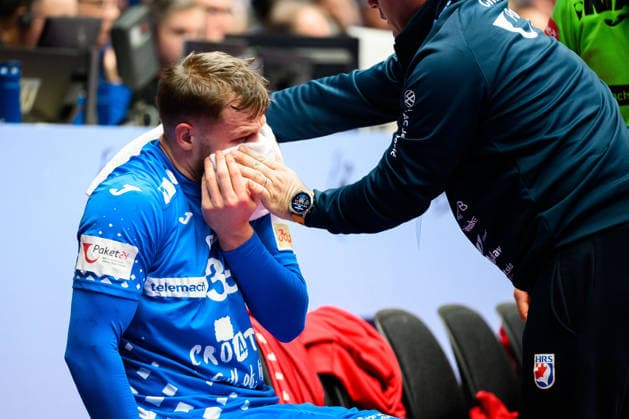 Herning Handball EM 2026 Match 3rd place Iceland Croatia David Mandic Croatia Injured Injury Pain Herning Jyske Bank Boxing Denmark