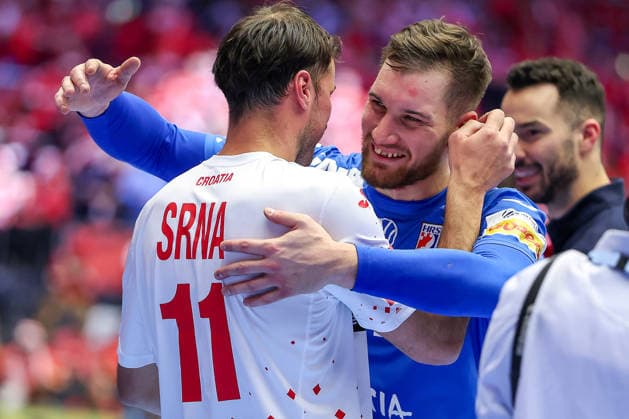 01 02 2026, Handball, Men s EHF EURO 2026, Iceland Croatia, Jyske Bank Boxen in Herning, Denmark, Placement Match 3 4 Tin Lucin Croatia 41 next to Domagoj Duvnjak Denmark