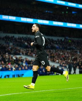 Rayan Cherki of Manchester City celebrates scoring the opening goal Tottenham Hotspur v Manchester City, Premier League, Football, Tottenham Hotspur Stadium, London, UK - 01 Feb 2026London Tottenham Hotspur Stadium United Kingdom EDITORIAL USE ONLY No use with unauthorised audio, video, data, fixture lists, club league logos or live services. Online in-match use limited to 120 images, no video emulation. No use in betting, games or single club league player publications. Copyright: xJavierxGarcia Shutterstockx 16496864i