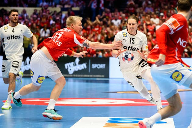 Herning Handball EM 2026 Final Denmark Germany Denmark Magnus Saugstrup Jensen, Juri Knorr Germany Herning Jyske Bank Boxing Denmark