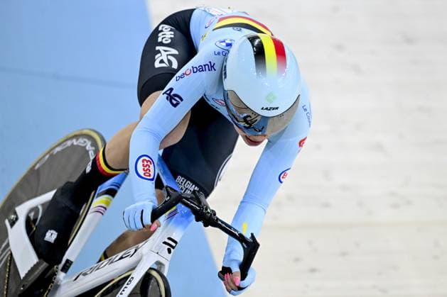 Belgian Helene Hesters celebrates after winning the women s Scratch race at the first day of the 2026 UEC Track Elite European Championships, in Konya, Turkey, Sunday 01 February 2026. The European Championships take place from 01 to 05 February 2026. DIRKxWAEM  x160276766x