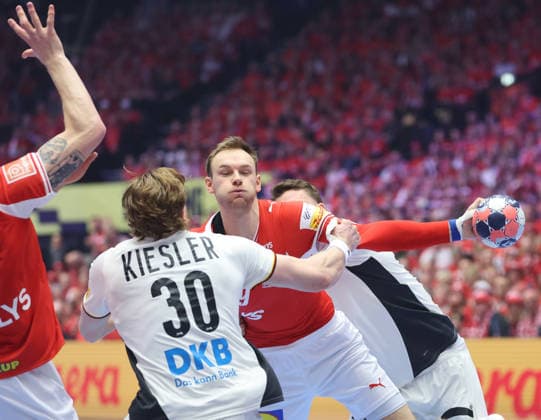 Denmark v Germany - Men s EHF EURO 2026 Final Mathias Gidsel of Denmark in action during the Men s EHF EURO 2026 Final match between Denmark and Germany at Jyske Bank Boxen on February 1, 2026 in Herning, Denmark.  SanjinxStrukic PIXSELL