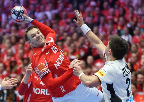 Denmark v Germany - Men s EHF EURO 2026 Final Mathias Gidsel of Denmark shoots during the Men s EHF EURO 2026 Final match between Denmark and Germany at Jyske Bank Boxen on February 1, 2026 in Herning, Denmark.  SanjinxStrukic PIXSELL