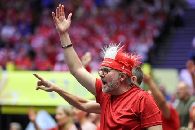 Denmark v Germany - Men s EHF EURO 2026 Final Denmark supporters cheer on the stands during the Men s EHF EURO 2026 Final match between Denmark and Germany at Jyske Bank Boxen on February 1, 2026 in Herning, Denmark.  SanjinxStrukic PIXSELL
