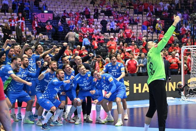 Herning, Denmark, 010226. Jyske Bank Boxen Hall. Third place match of the European Handball Championship, Iceland - Croatia. In the photo: celebration. Photo: Ante Cizmic CROPIX Hrvatska Copyright: xxAntexCizmicx island_hrvatska104-010226