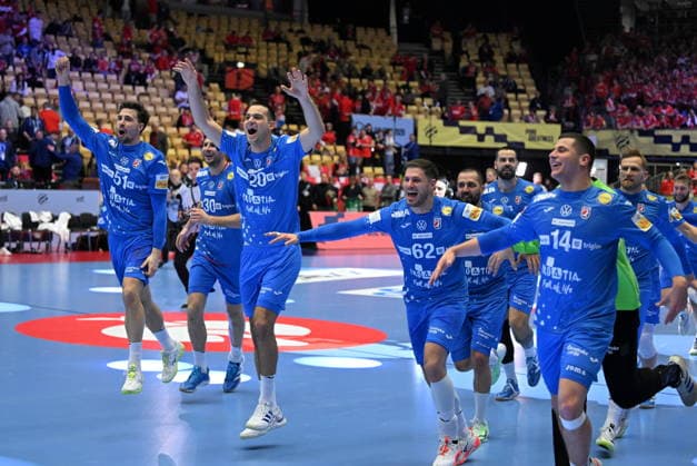 Herning, Denmark, 010226. Jyske Bank Boxen Hall. Third place match of the European Handball Championship, Iceland - Croatia. In the photo: celebration. Photo: Ante Cizmic CROPIX Hrvatska Copyright: xxAntexCizmicx island_hrvatska107-010226