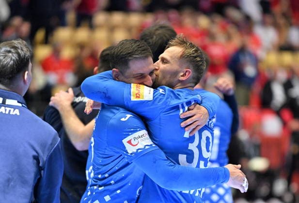 Herning, Denmark, 010226. Jyske Bank Boxen Hall. Third place match of the European Handball Championship, Iceland - Croatia. In the photo: celebration. Photo: Ante Cizmic CROPIX Hrvatska Copyright: xxAntexCizmicx island_hrvatska109-010226