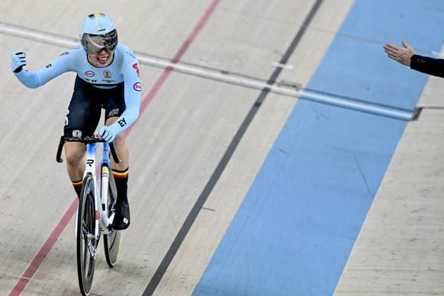 Belgian Helene Hesters pictured in action during the women s Scratch race at the first day of the 2026 UEC Track Elite European Championships, in Konya, Turkey, Sunday 01 February 2026. The European Championships take place from 01 to 05 February 2026. DIRKxWAEM  x160283115x