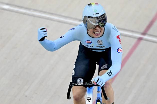 Belgian Helene Hesters pictured in action during the women s Scratch race at the first day of the 2026 UEC Track Elite European Championships, in Konya, Turkey, Sunday 01 February 2026. The European Championships take place from 01 to 05 February 2026. DIRKxWAEM  x160283230x