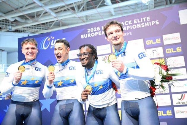 01-02-2026 European Championships Elite Track; Giornata 01; 2026, France; Helal Rayan; Oliviero, Etienne; Gillion, Timmy; Derache, Tom; Konya - Velodrom; 