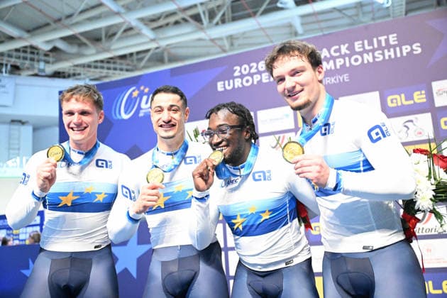 01-02-2026 European Championships Elite Track; Giornata 01; 2026, France; Helal Rayan; Oliviero, Etienne; Gillion, Timmy; Derache, Tom; Konya - Velodrom; 