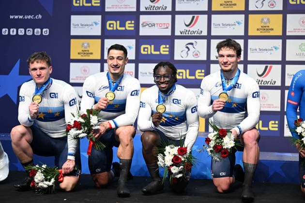 01-02-2026 European Championships Elite Track; Giornata 01; 2026, France; Helal Rayan; Oliviero, Etienne; Gillion, Timmy; Derache, Tom; Konya - Velodrom; 