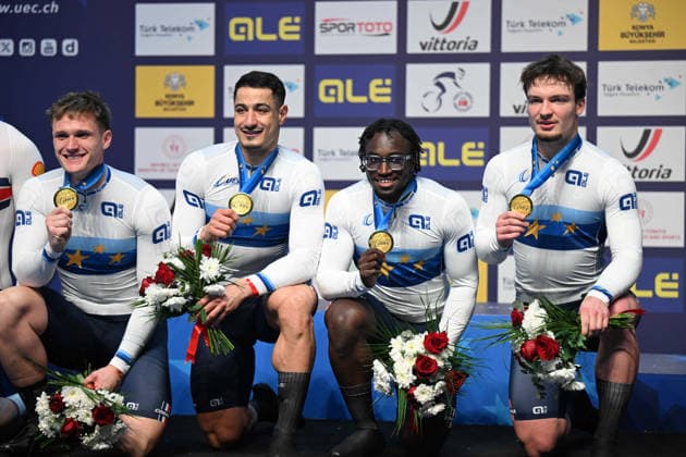 01-02-2026 European Championships Elite Track; Giornata 01; 2026, France; Helal Rayan; Oliviero, Etienne; Gillion, Timmy; Derache, Tom; Konya - Velodrom; 