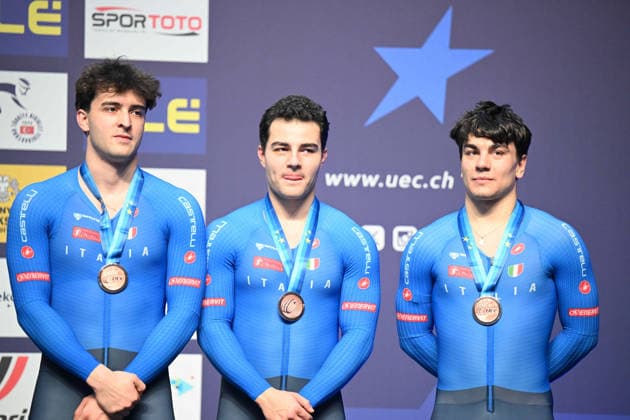 01-02-2026 European Championships Elite Track; Giornata 01; 2026, Italia; Bianchi, Matteo; Predomo, Mattia; Minuta, Stefano; Konya - Velodrom; 