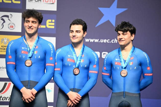 01-02-2026 European Championships Elite Track; Giornata 01; 2026, Italia; Bianchi, Matteo; Predomo, Mattia; Minuta, Stefano; Konya - Velodrom; 