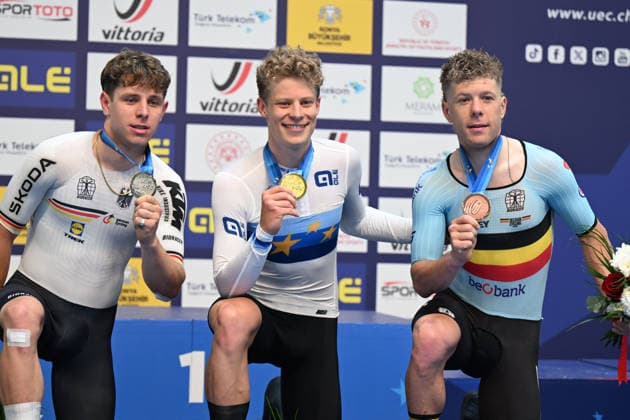 01-02-2026 European Championships Elite Track; Giornata 01; 2026, Danimarca; 2026, Germany; 2026, Belgium; Hansen, Aagaard Tobias; Teutenberg, Tim Torn; Hesters, Jules; Konya - Velodrom; 