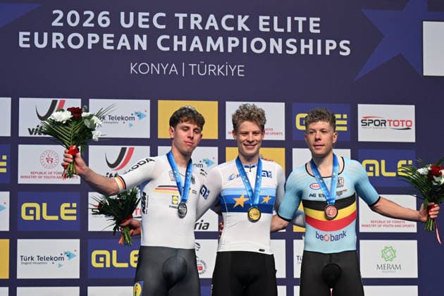 01-02-2026 European Championships Elite Track; Giornata 01; 2026, Danimarca; 2026, Germany; 2026, Belgium; Hansen, Aagaard Tobias; Teutenberg, Tim Torn; Hesters, Jules; Konya - Velodrom; 