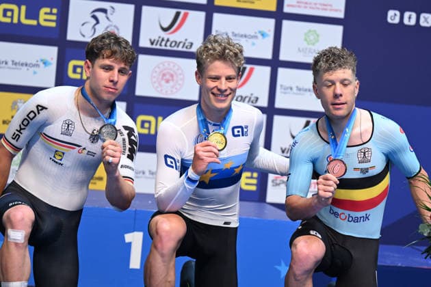 01-02-2026 European Championships Elite Track; Giornata 01; 2026, Danimarca; 2026, Germany; 2026, Belgium; Hansen, Aagaard Tobias; Teutenberg, Tim Torn; Hesters, Jules; Konya - Velodrom; 