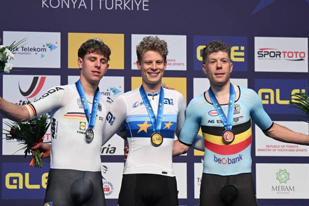 01-02-2026 European Championships Elite Track; Giornata 01; 2026, Danimarca; 2026, Germany; 2026, Belgium; Hansen, Aagaard Tobias; Teutenberg, Tim Torn; Hesters, Jules; Konya - Velodrom; 