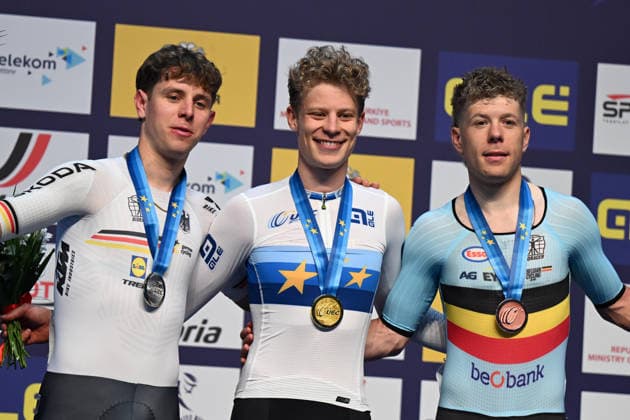01-02-2026 European Championships Elite Track; Giornata 01; 2026, Danimarca; 2026, Germany; 2026, Belgium; Hansen, Aagaard Tobias; Teutenberg, Tim Torn; Hesters, Jules; Konya - Velodrom; 