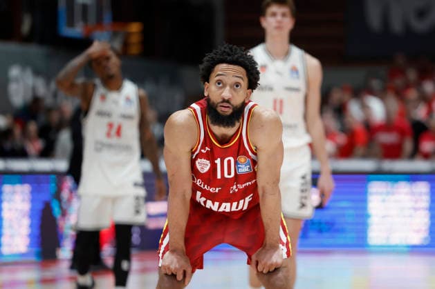 f l n r Disappointment at Davion Mintz Fitness First Wuerzburg Baskets, 10 01 02 2026, Basketball, BBL, Fitness First Wuerzburg Baskets vs BMA365 Bamberg Baskets, GER, Wuerzburg, Tectake Arena Copyright: HMBxMedia xHeikoxBecker