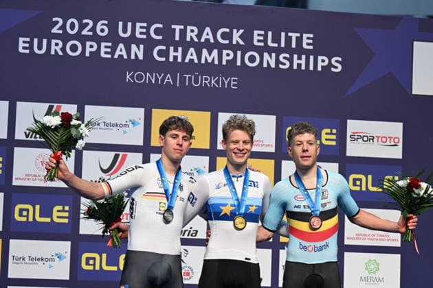 01-02-2026 European Championships Elite Track; Giornata 01; 2026, Danimarca; 2026, Germany; 2026, Belgium; Hansen, Aagaard Tobias; Teutenberg, Tim Torn; Hesters, Jules; Konya - Velodrom; 