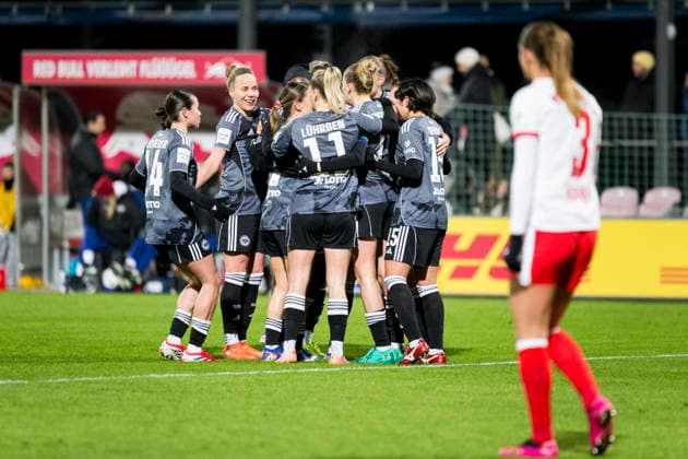 01 02 2026, xomx, Soccer Google Pixel Women Bundesliga, RB Leipzig Eintracht Frankfurt v l jubelt, Torjubel, Tor, Goal, Jubel, Freude, freuen zum 0 1 DFL DFB REGULATIONS PROHIBIT ANY USE OF PHOTOGRAPHS as IMAGE SEQUENCES and or QUASI VIDEO Leipzig