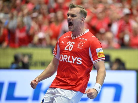Herning, Denmark, 010226. Jyske Bank Boxen Hall. First place match of the European Handball Championship, Denmark - Germany. In the photo: Johan Hansen. Photo: Ante Cizmic CROPIX Hrvatska Copyright: xxAntexCizmicx danska_njemacka30-010226