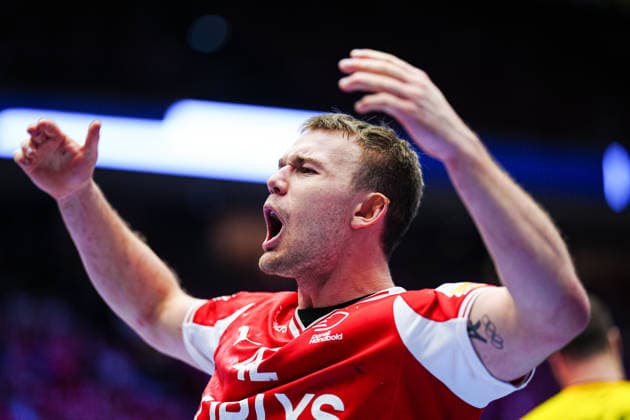 Cheers Thomas Arnoldsen Denmark, 42 DEN, Denmark vs Germany, Handball, EHF European Championship 2026, Final, 01 02 2026 DEN, Denmark vs Germany, Handball, EHF European Championship 2026, Final, 01 02 2026 Herning Copyright: xEibner-Pressefoto MarcelxvonxFehrnx EP_MFN