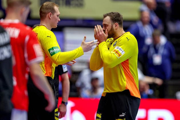01 02 2026, Handball, Men s EHF EURO 2026, Germany Denmark, Jyske Bank Boxing in Herning, Final Andreas Wolff Germany 33 gesticulating on the pitch disappointed disappointment Denmark