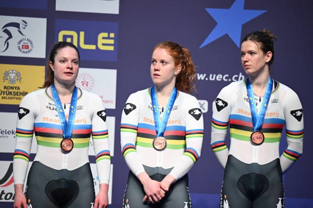 01-02-2026 European Championships Elite Women Track; Giornata 01; 2026, Olanda; Van De Wouw, Hetty; Van Der Peet, Steffie; Kalee, Kimberly; Konya - Velodrom; 