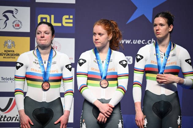 01-02-2026 European Championships Elite Women Track; Giornata 01; 2026, Olanda; Van De Wouw, Hetty; Van Der Peet, Steffie; Kalee, Kimberly; Konya - Velodrom; 