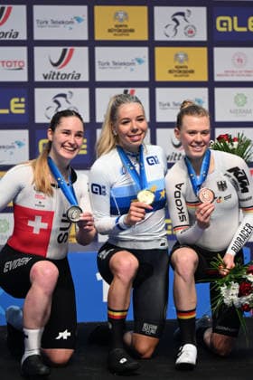 01-02-2026 European Championships Elite Women Track; Giornata 01; 2026, Belgium; 2026, Svizzera; 2026, Germany; Hesters, Helene; Seitz, Aline; Reissner, Lena Charlotte; Konya - Velodrom; 