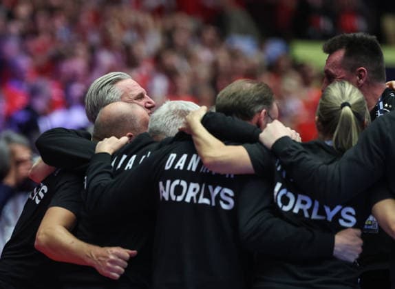 Denmark v Germany - Men s EHF EURO 2026 Final Team Denmark celebrate after the Men s EHF EURO 2026 Final match between Denmark and Germany at Jyske Bank Boxen on February 1, 2026 in Herning, Denmark.  SanjinxStrukic PIXSELL