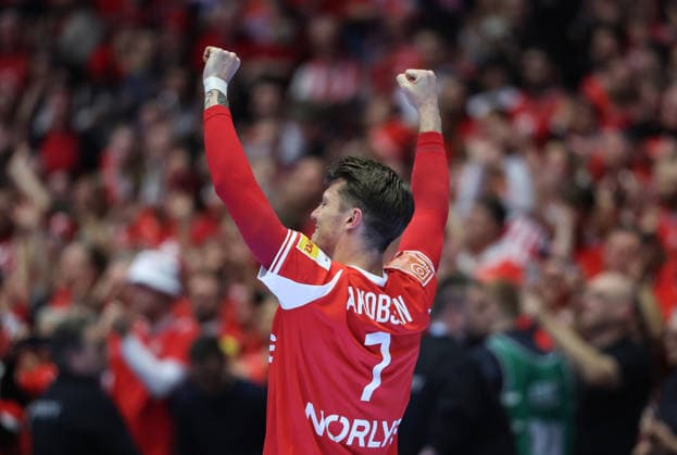 Denmark v Germany - Men s EHF EURO 2026 Final Emil Jakobsen of Denmark celebrate after the Men s EHF EURO 2026 Final match between Denmark and Germany at Jyske Bank Boxen on February 1, 2026 in Herning, Denmark.  SanjinxStrukic PIXSELL
