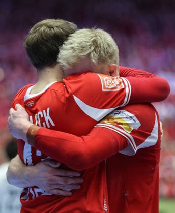 Denmark v Germany - Men s EHF EURO 2026 Final Team Denmark celebrate after the Men s EHF EURO 2026 Final match between Denmark and Germany at Jyske Bank Boxen on February 1, 2026 in Herning, Denmark.  SanjinxStrukic PIXSELL