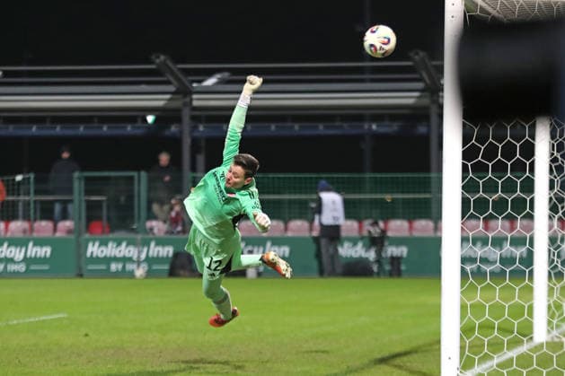 Google Pixel Women Bundesliga, RB Leipzig Eintracht Frankfurt 01 02 2026 Goalkeeper Lina Altenburg 12, Eintracht Frankfurt flies in vain, the ball lands in the goal for 1 2 connection Football, Google Pixel Women Bundesliga, Season 2025 2026, 16 Matchday RB Leipzig vs SG Eintracht Frankfurt on 01 02 2026, Training Center Cottaweg, Leipzig DFB REGULATIONS PROHIBIT ANY USE OF PHOTOGRAPHS AS IMAGE SEQUENCES AND OR QUASI VIDEO Copyright: xBEAUTIFULxSPORTS JanxKaeferx