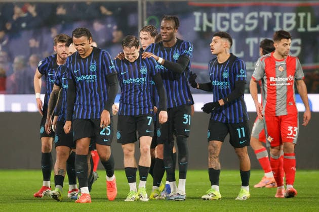 1st February 2026; Stadio Giovanni Zini, Cremona, Lombardy, Italy, Serie A Football, Cremonese versus Inter Milan; Piotr Zieli& x144;ski of FC Inter celebrates after scoring goal in the 31th minute for 0-2  EmanuelexPennacchio Content restricted for UK based newspaper