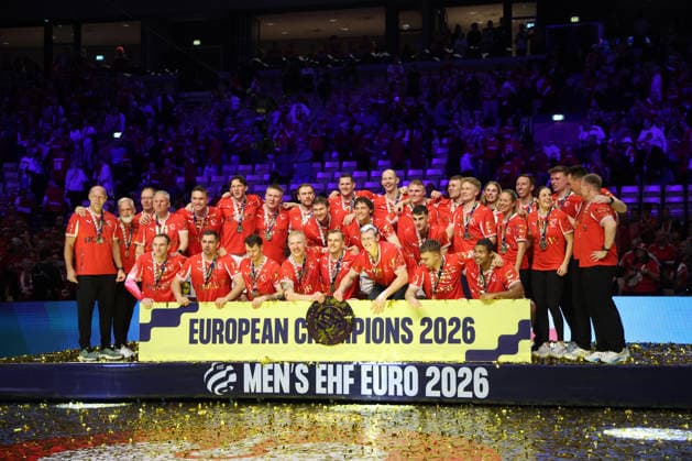 Medal Ceremony - Men s EHF EURO 2026 Final Gold medalist Team Denmark during the Men s EHF EURO 2026 medal ceremony at Jyske Bank Boxen on February 1, 2026 in Herning, Denmark.  SanjinxStrukic PIXSELL