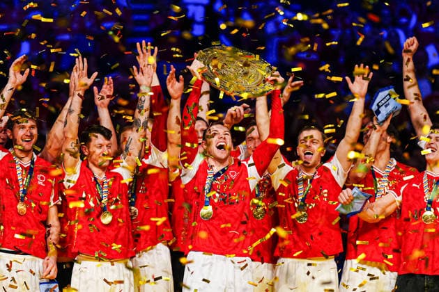 Mathias Gidsel (Daenemark, 19) mit EHF Pokal DEN, Daenemark vs. Deutschland, Handball, EHF Europameisterschaft 2026, Finale, 01.02.2026 DEN, Daenemark vs. Deutschland, Handball, EHF Europameisterschaft 2026, Finale, 01.02.2026 Herning *** Mathias Gidsel Denmark, 19 with EHF Cup DEN, Denmark vs Germany, Handball, EHF European Championship 2026, Final, 01 02 2026 DEN, Denmark vs Germany, Handball, EHF European Championship 2026, Final, 01 02 2026 Herning Copyright: xEibner-Pressefoto MarcelxvonxFehrnx EP_MFN