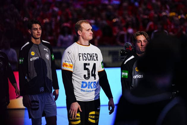 David Spaeth Germany, 01 with jersey of Justus Fischer Germany, 54 DEN, Denmark vs Germany, Handball, EHF European Championship 2026, Final, 01 02 2026 DEN, Denmark vs Germany, Handball, EHF European Championship 2026, Final, 01 02 2026 Herning Copyright: xEibner-Pressefoto MarcelxvonxFehrnx EP_MFN