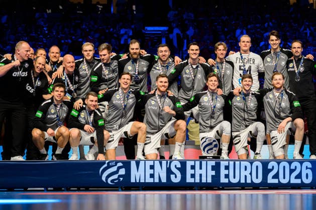 Herning Handball EM 2026 Final Denmark Germany the team of Germany, winner silver medal Herning Jyske Bank Boxing Denmark