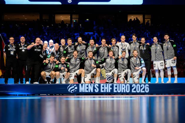Herning Handball EM 2026 Final Denmark Germany the team of Germany, winner silver medal Herning Jyske Bank Boxing Denmark