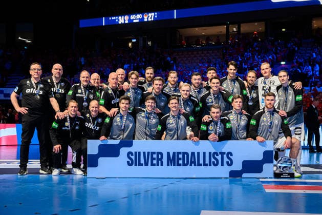Herning Handball EM 2026 Final Denmark Germany the team of Germany, winner silver medal Herning Jyske Bank Boxing Denmark