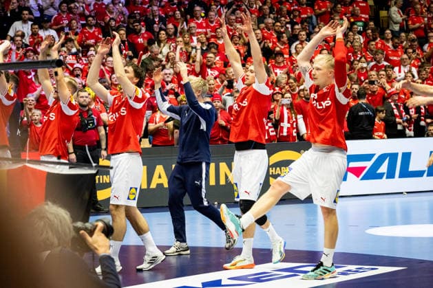 HERNING, DENMARK - FEBRUARY 1: celebration after victory team Denmark during the EHF EURO 2026 Final match between Denmark vs Germany at Jyske Bank Boxen Arena on February 1, 2026 in Herning, Denmark. Midtjylland Denmark Copyright: xMarioxM.xKobergx