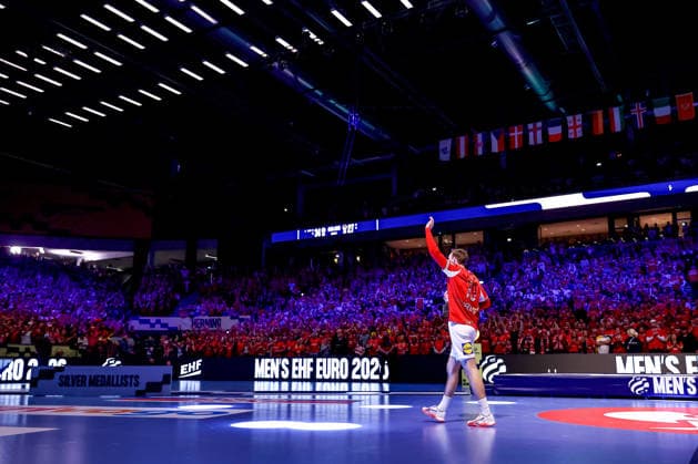 01 02 2026, Handball, Men s EHF EURO 2026, Germany Denmark, Jyske Bank Boxing in Herning Mathias Gidsel Denmark 19 Honor Award All Stars Team of Euro2026 Most Valuable Player MVP Denmark